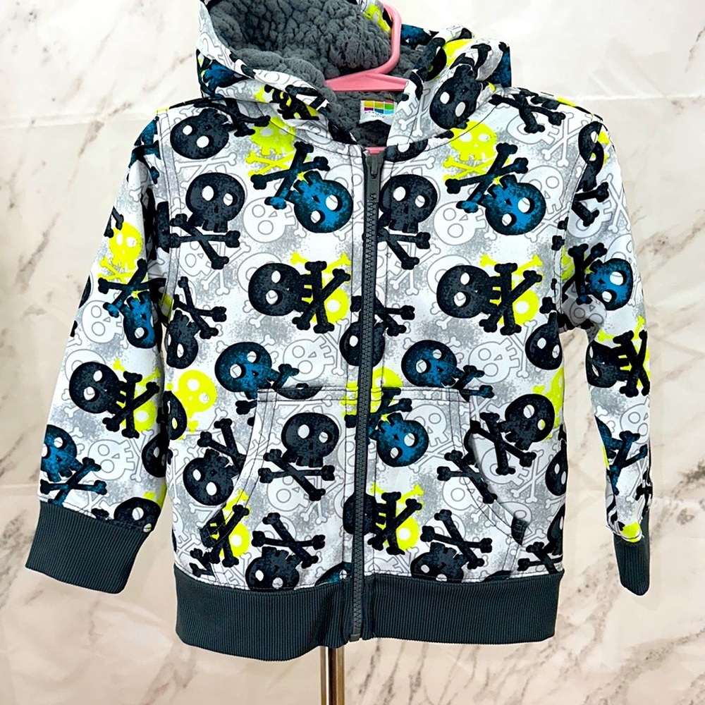Sherpa Limed Skulls zip Hoodie‎ 3t